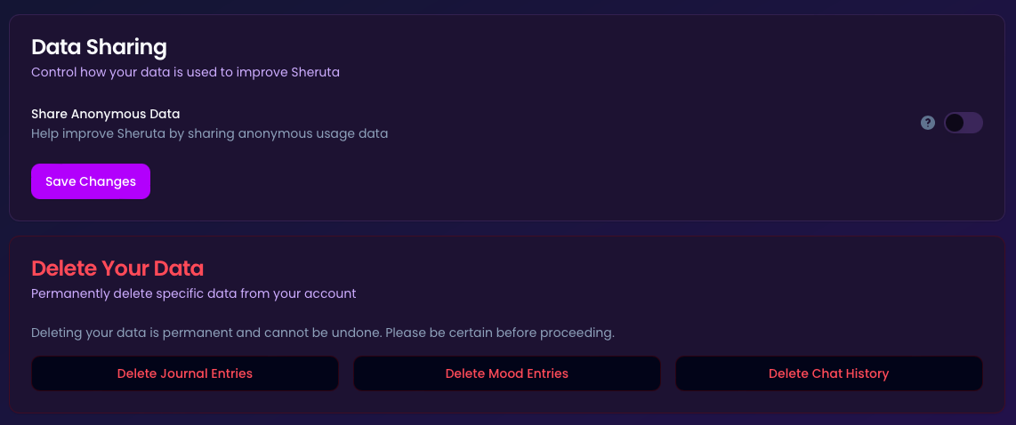 Data control settings